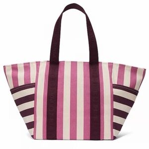 NWT! PINK Victorias Secret Striped Pink/Plum Ltd Ed Extra Large Tote/Weekender!